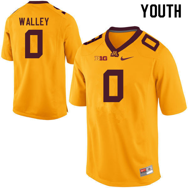 Youth #0 Justin Walley Minnesota Golden Gophers College Football Jerseys Sale-Gold